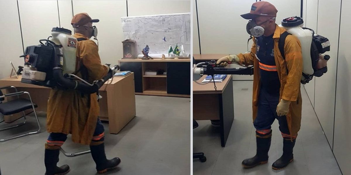 Defesa Civil realiza sanitização no prédio da prefeitura de Cascavel