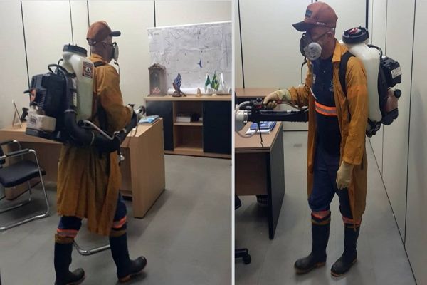 Defesa Civil realiza sanitização no prédio da prefeitura de Cascavel