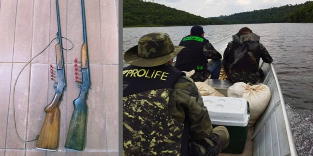 Polícia Ambiental prende três homens por porte ilegal de arma de fogo e pesca proibida