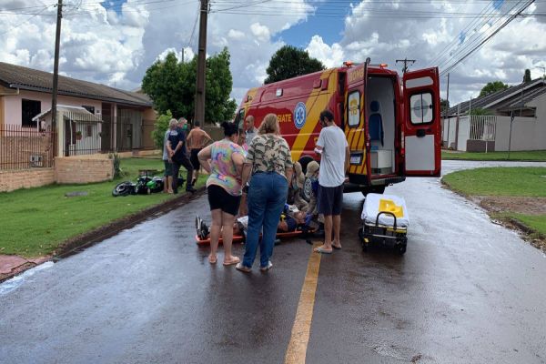 Imagem referente a notícia: Motociclista de 30 anos fica ferido após forte colisão na Rua Noel Rosa no Bairro Brasília
