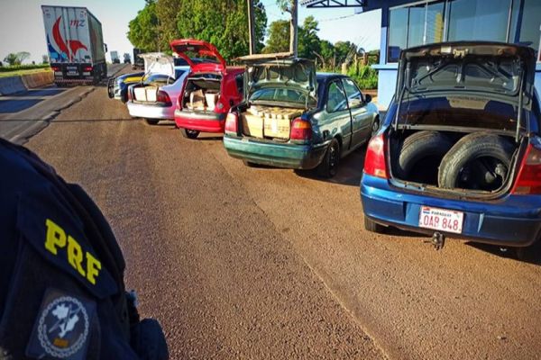 PRF apreende quase 50 pneus e 9 mil maços de cigarros na BR-163
