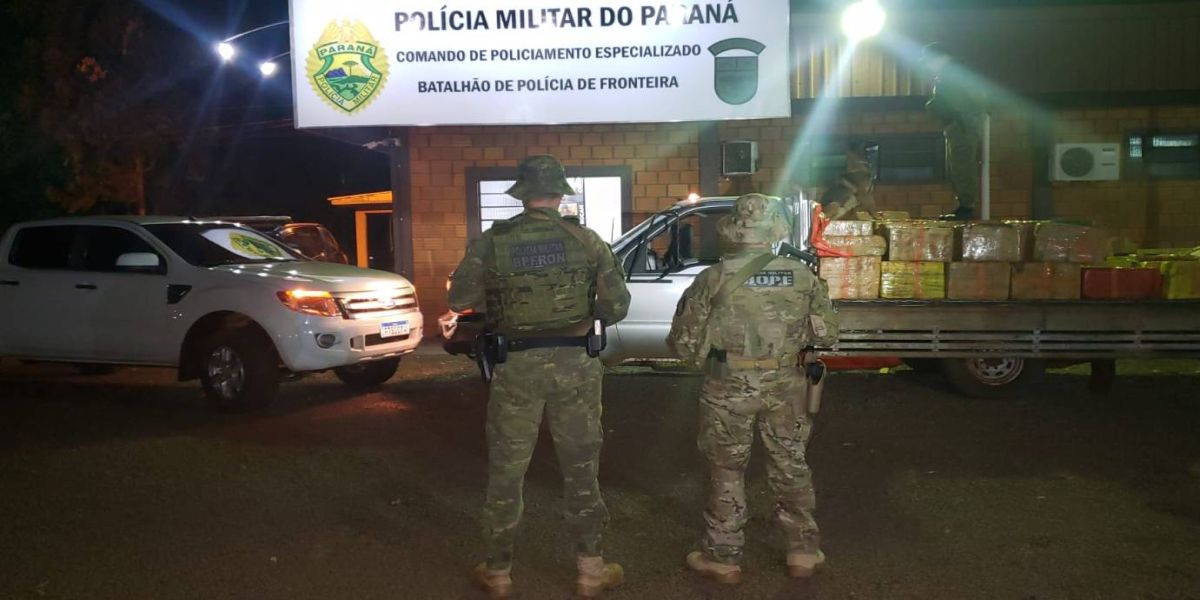 BPFRON, BOPE e Polícia Federal apreendem 2,4 toneladas de droga em Entre Rios do Oeste
