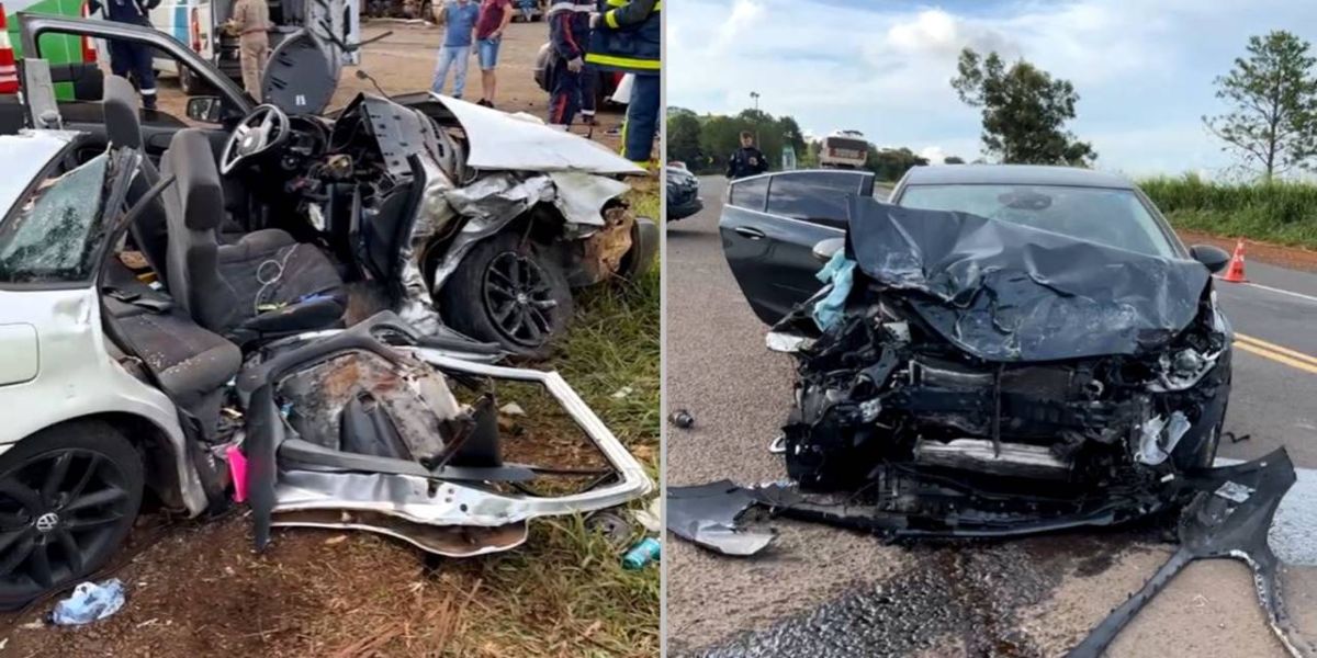 Mulher morre após forte colisão na BR-277; Gol ficou totalmente destruído