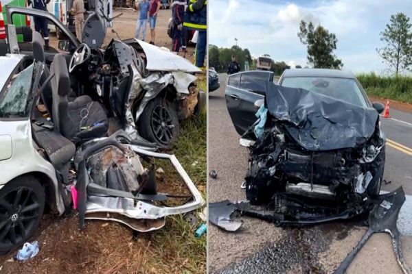 Mulher morre após forte colisão na BR-277; Gol ficou totalmente destruído