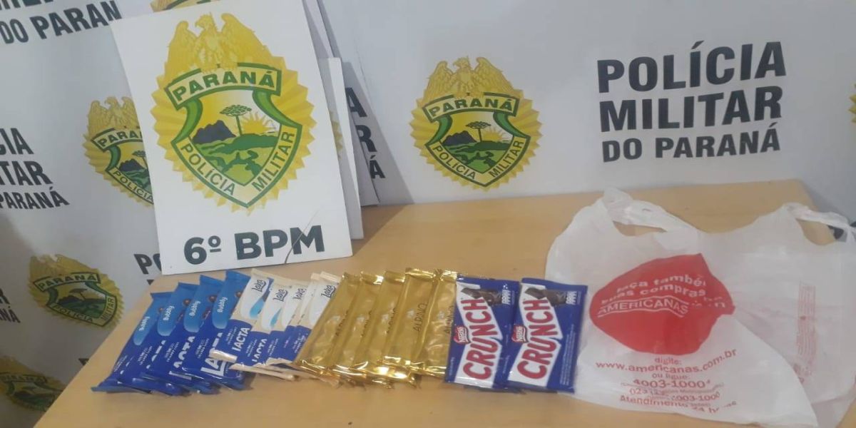Homem de 43 anos é detido pela PM após furtar barras de chocolate em loja no centro de Cascavel