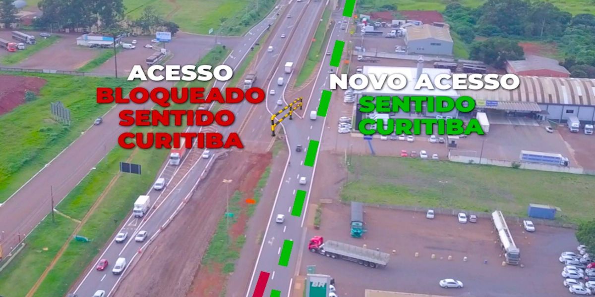 Ecocataratas faz alteração nos desvios do Trevo Cataratas em Cascavel