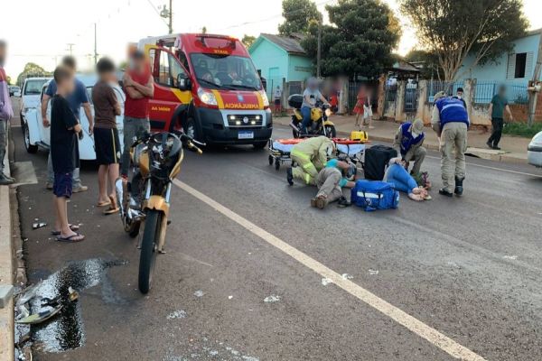Imagem referente a notícia: Duas pessoas ficaram feridas em uma colisão de trânsito na Rua Leonardo Da Vinci