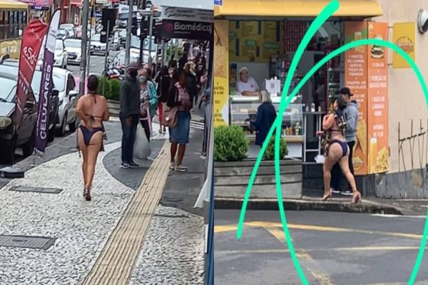 Mulher é flagrada andando só de roupas íntimas no centro de Ponta Grossa