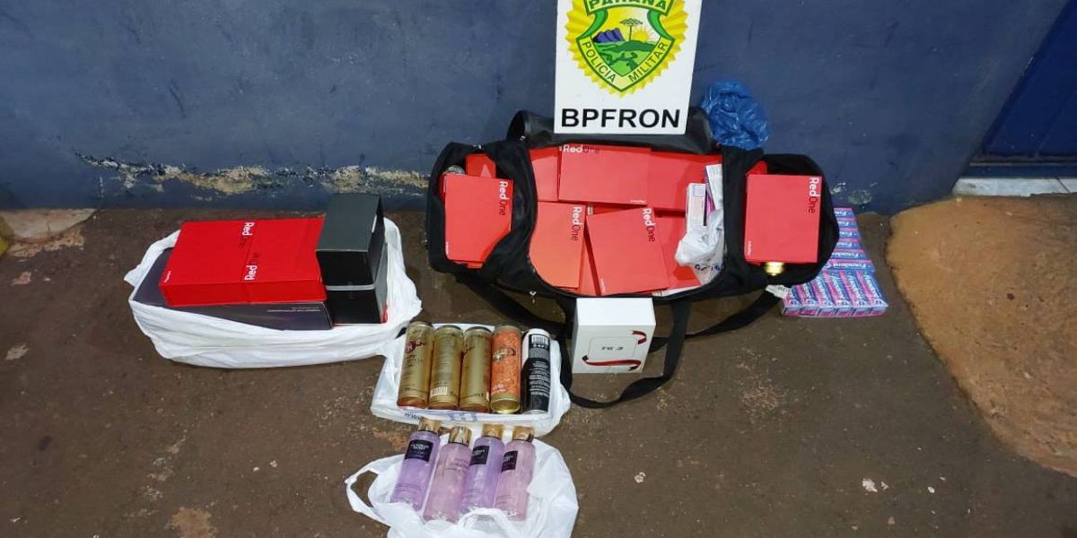 BPFRON apreende produtos estrangeiros em ônibus na cidade de Céu Azul