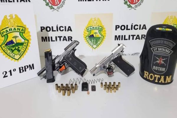 Imagem referente a notícia: Polícia apreende armas usadas em tiroteio durante matinê em Realeza; Entenda o que aconteceu!