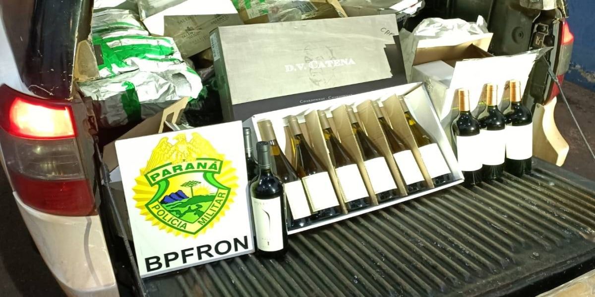 BPFRON apreende bebidas estrangeiras em veículo na cidade de Ouro Verde do Oeste