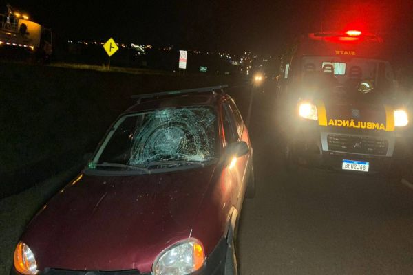 Imagem referente a notícia: Homem fica em estado grave após ser atropelado por carro na marginal da BR-277