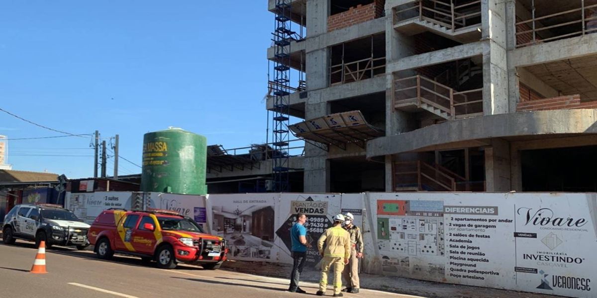 Trabalhador morre após cair do oitavo andar de um prédio em construção na região central de Cascavel