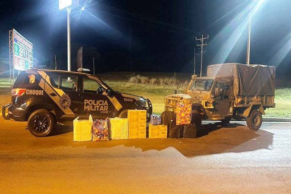 PM e Exército apreende mais de 100 mil reais em eletrônicos oriundos do Paraguai na BR-277