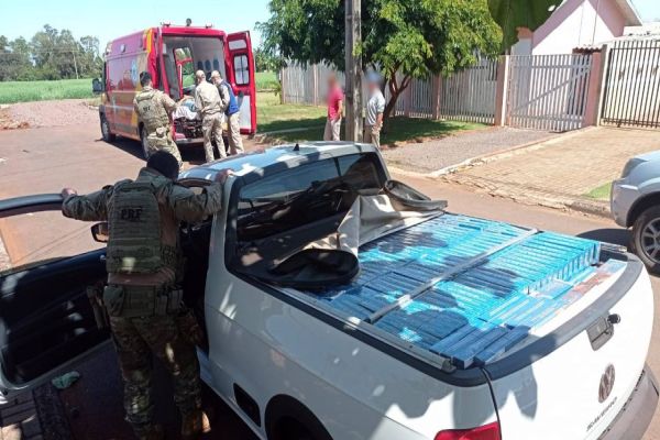 Imagem referente a notícia: Homem é baleado pela PRF durante fuga com carro carregado com cigarro contrabandeado na BR-467