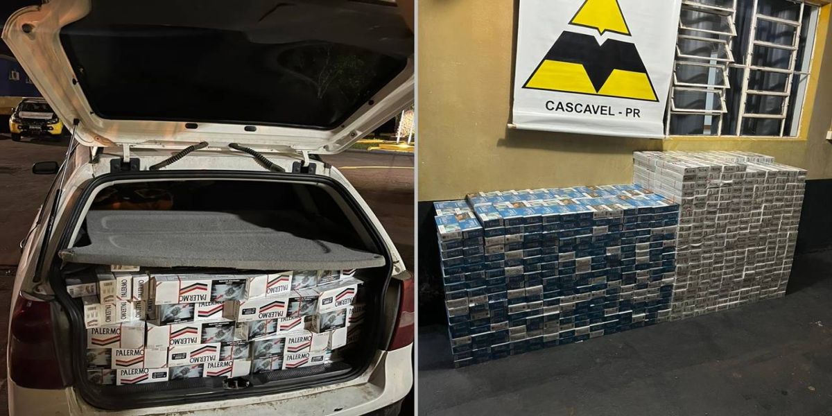 PRE apreende mais de 10 mil carteiras de cigarros na PR-180 em Cascavel