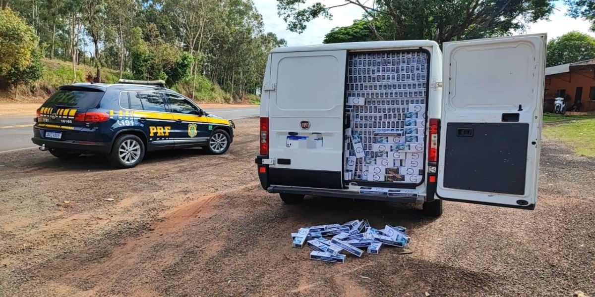 Em duas ocorrências a PRF apreende mais de quinhentos mil maços de cigarros neste domingo na região