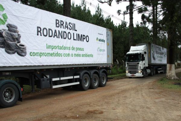 60 toneladas de pneus inservíveis cruzam o Brasil para reciclagem no Paraná