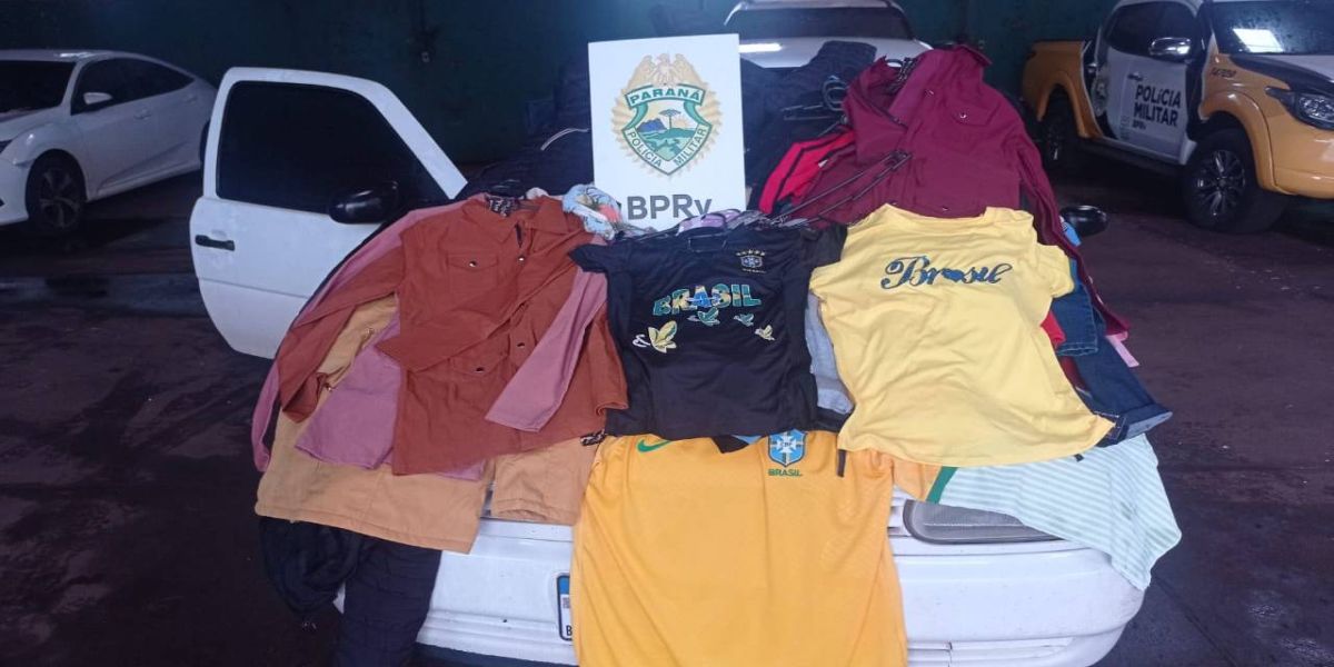 Dupla é detida pela PRE na PR-486 em Cascavel com carro carregado de roubas furtadas em Tupãssi