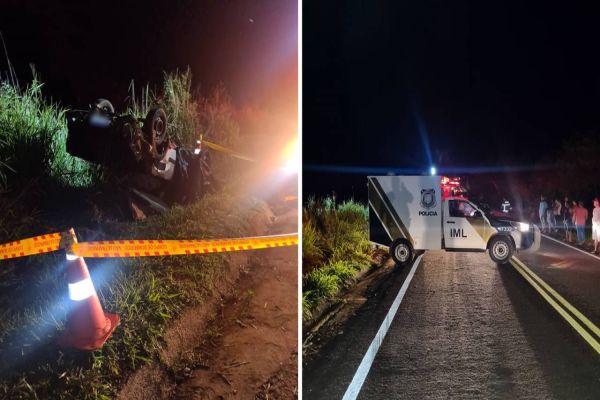 Imagem referente a notícia: Jovem de 20 anos morre e outras três pessoas ficam feridas em capotamento na PR-490