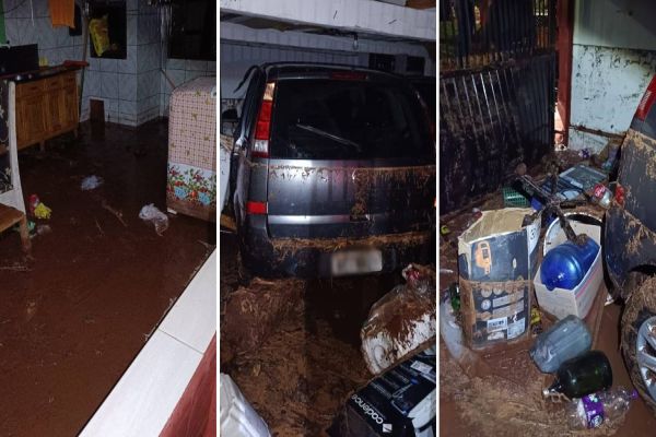 Imagem referente a notícia: Enxurrada causa grandes alagamentos e transtornos em Capitão Leônidas Marques