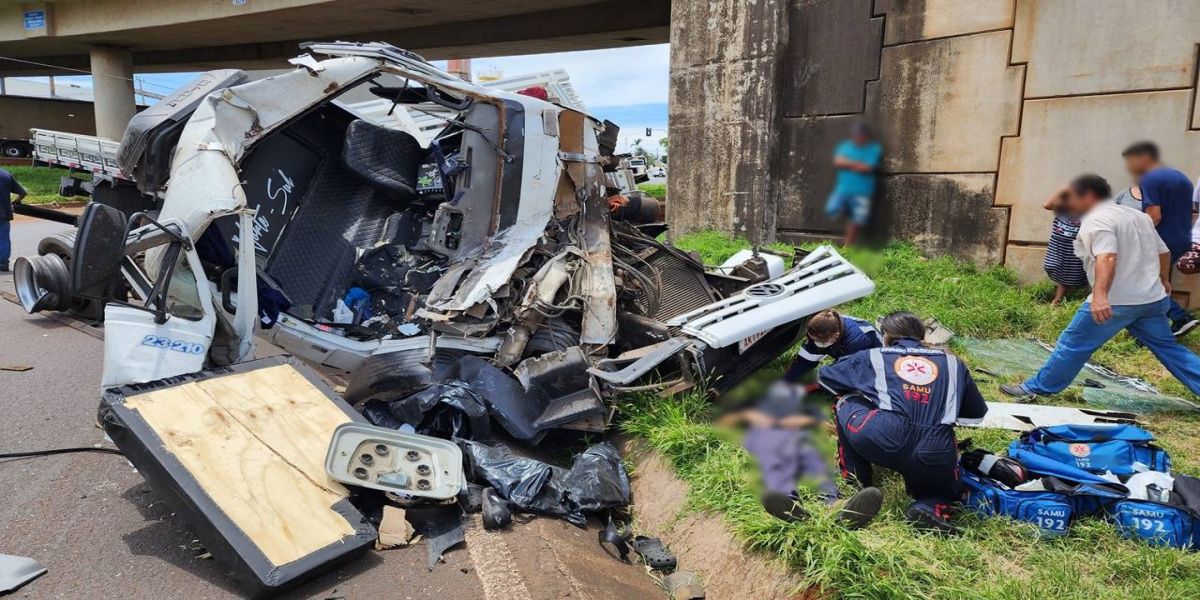 Impressionante: Caminhão despenca de viaduto na BR-376; O motorista ficou em estado grave