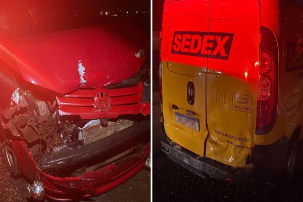 Colisão traseira envolvendo veiculo dos correios é registrada na PR-317