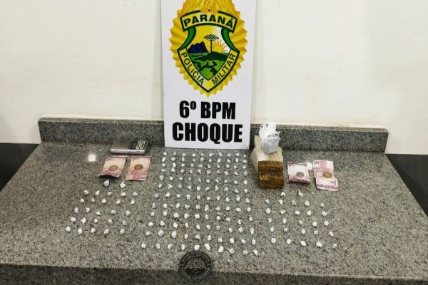 Pelotão de Choque da PM apreende 174 pedras de crack no Bairro Santa Cruz