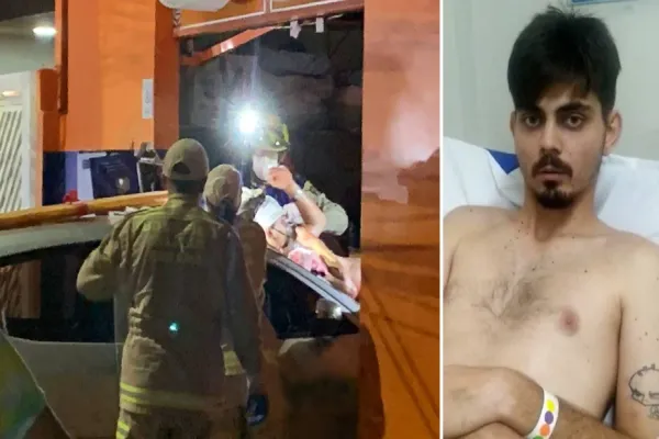 Foto relacionada a notícia: Jovem que teve perna amputada após ser prensado por carro contra loja pede ajuda para recomeçar