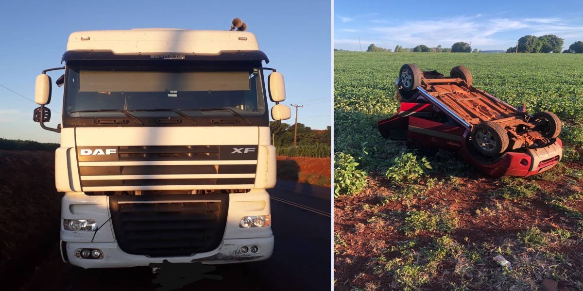 Duas pessoas ficam feridas em capotamento na PR317