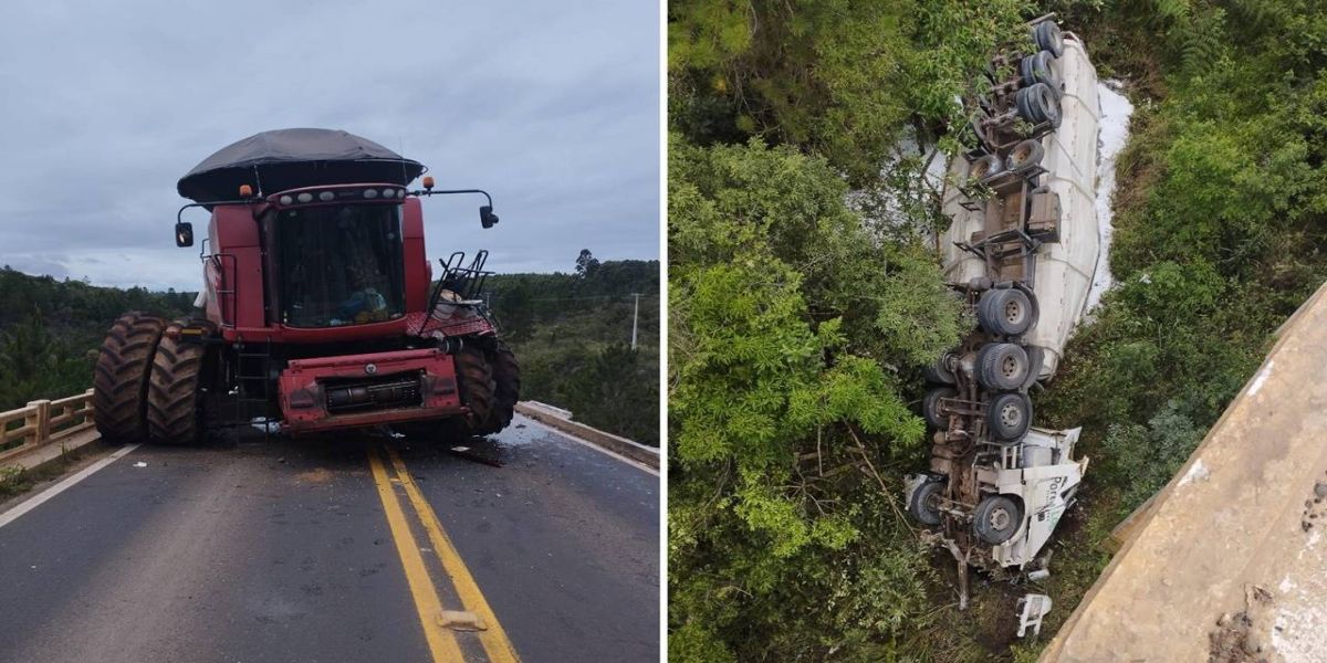 Acidente entre carreta e colheitadeira termina com duas mortes na PR-151 nos Campos Gerais do Paraná