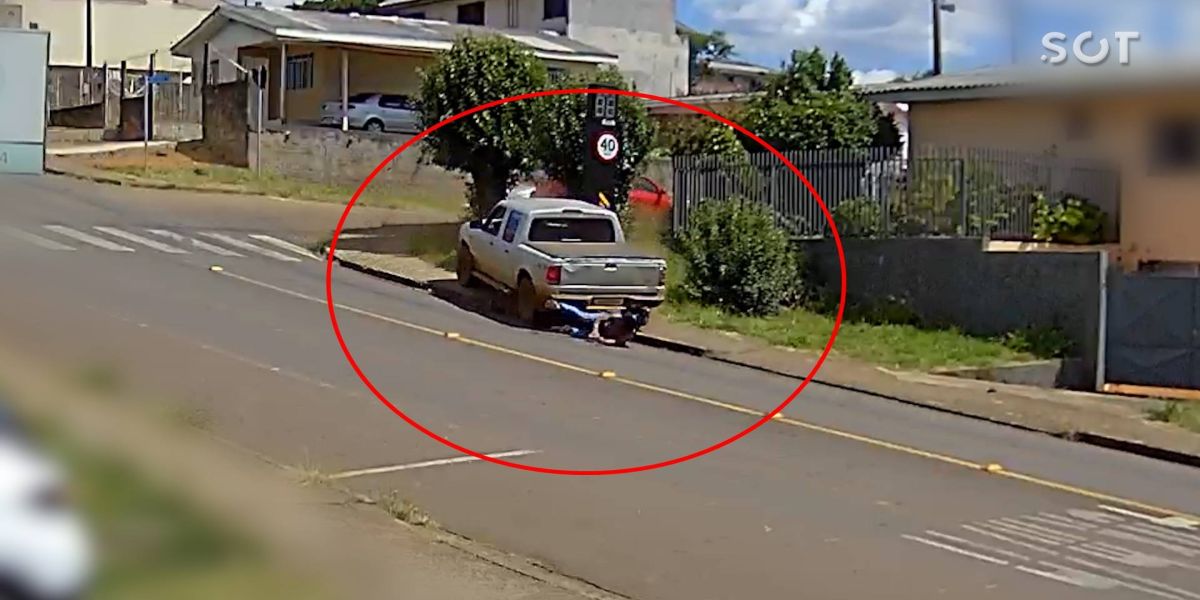 Camionete desgovernada atinge e arrasta pedestre no centro-sul do Paraná