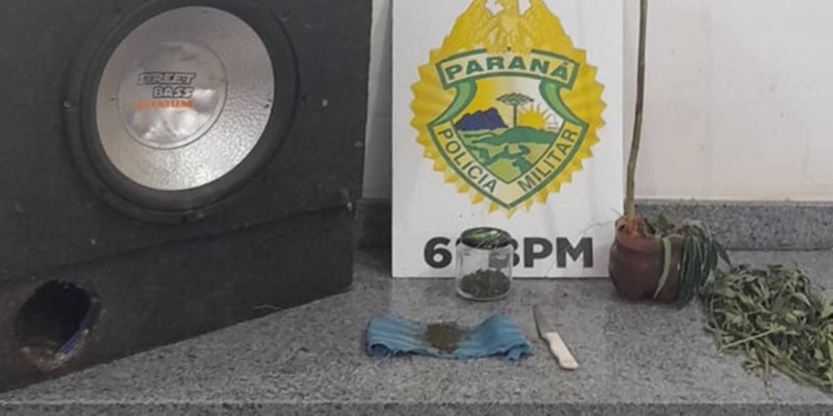 Polícia Militar detêm três pessoas por ameaça e som alto e com um pé de maconha no Bairro Periolo