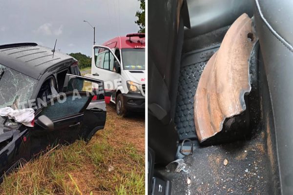 Tragédia: Campana de freio quebra, atinge veículo e mulher morre na hora na BR-376 em Ortigueira