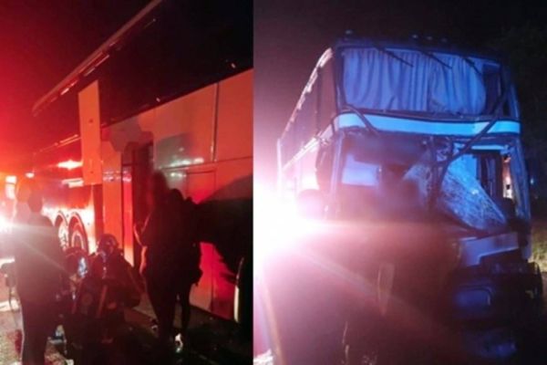 Acidente envolve carreta e ônibus na BR-277, em Medianeira