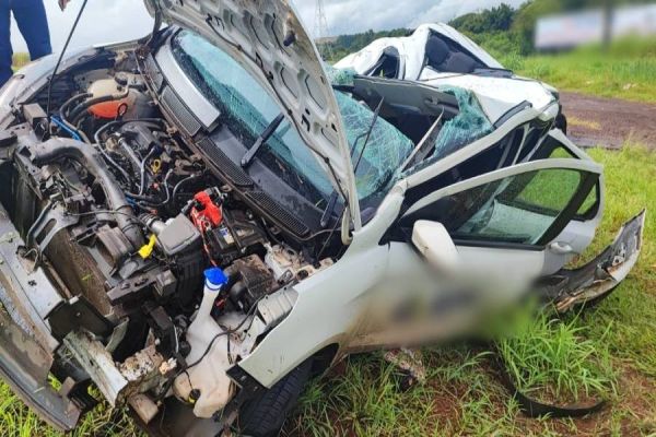 Homem fica ferido em capotamento na BR-467 entre Cascavel e Toledo