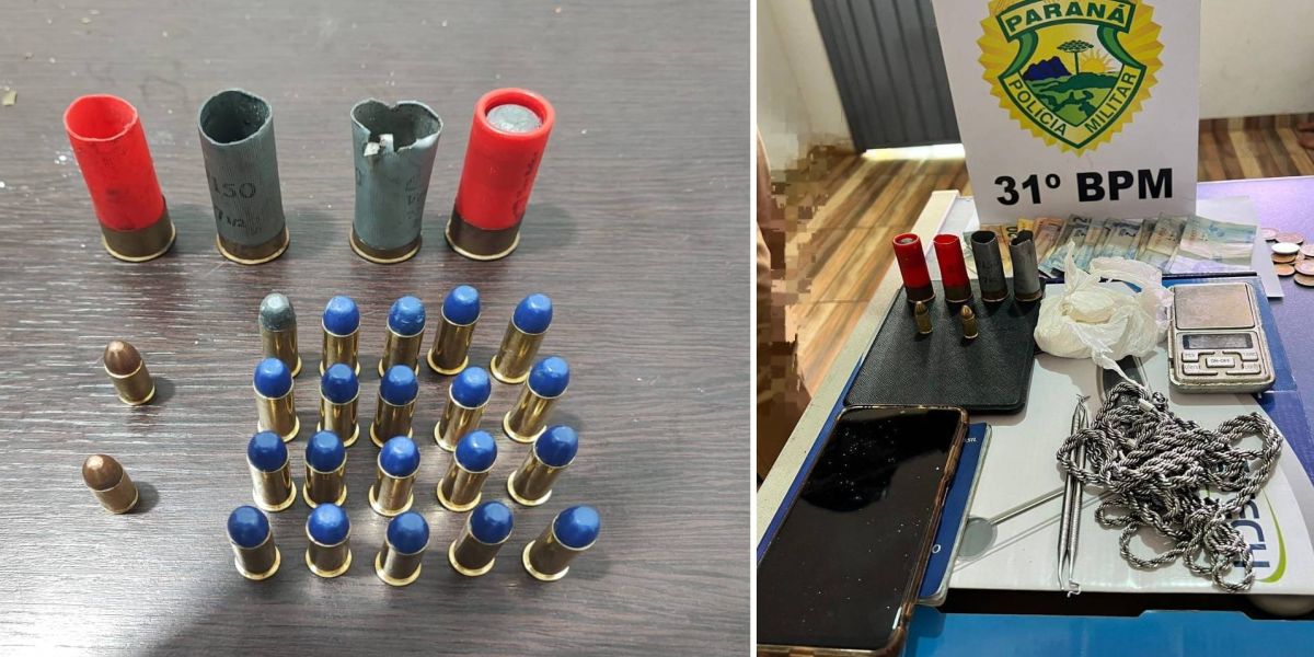 Duas pessoas são presas pela PM em Assis Chateaubriand; Cocaína e munições são Apreendidas