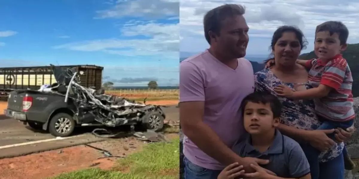 Filhos, pai, mãe e avô morrem em acidente entre caminhonete e caminhão boiadeiro no MS