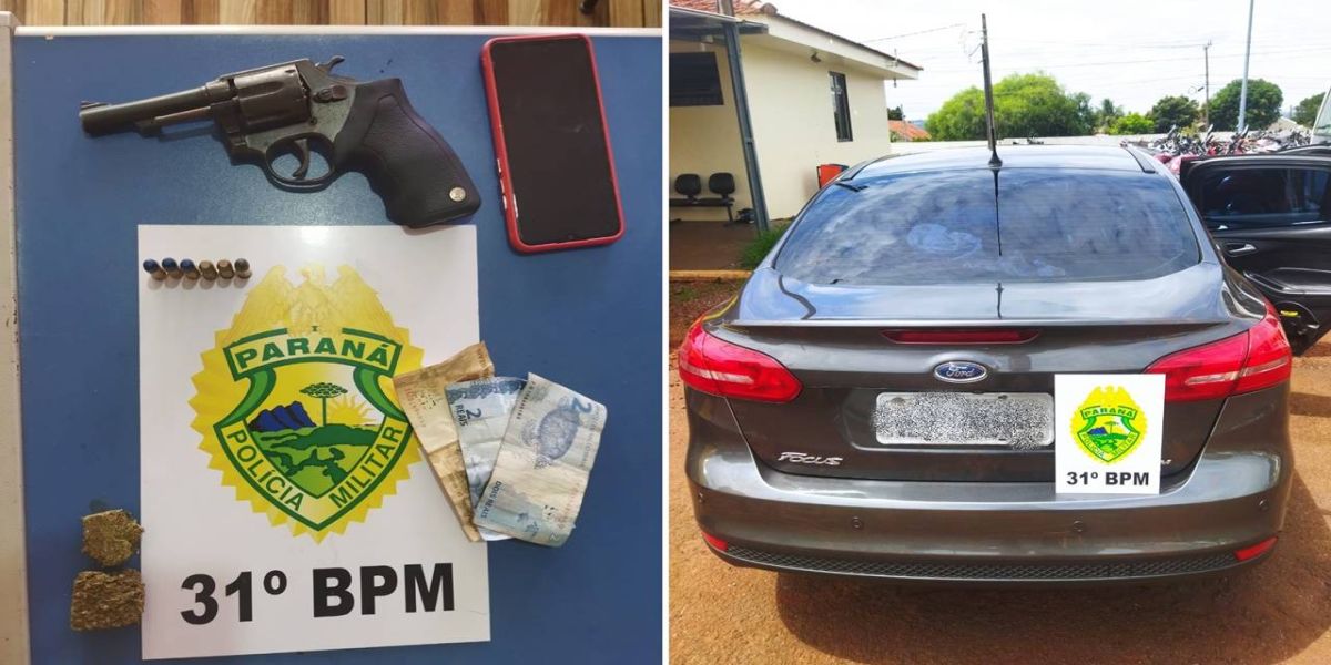 PM de Tupãssi detém suspeitos de roubo de veículo com arma e drogas