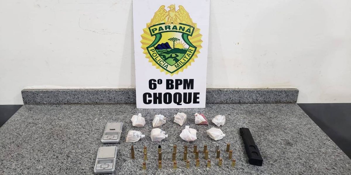 Pelotão de Choque detém homem por tráfico de drogas e posse irregular de arma de fogo em Cascavel