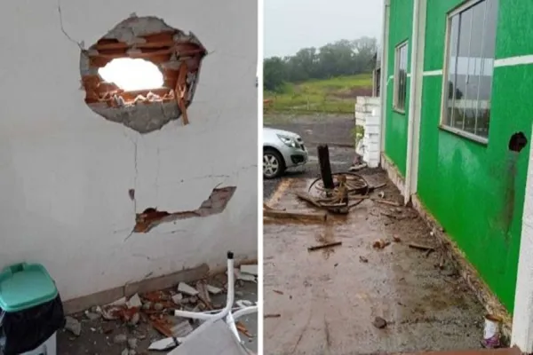 Foto relacionada a notícia: Roda de caminhão se solta e atinge restaurante às margens da BR-163 em Santa Lúcia
