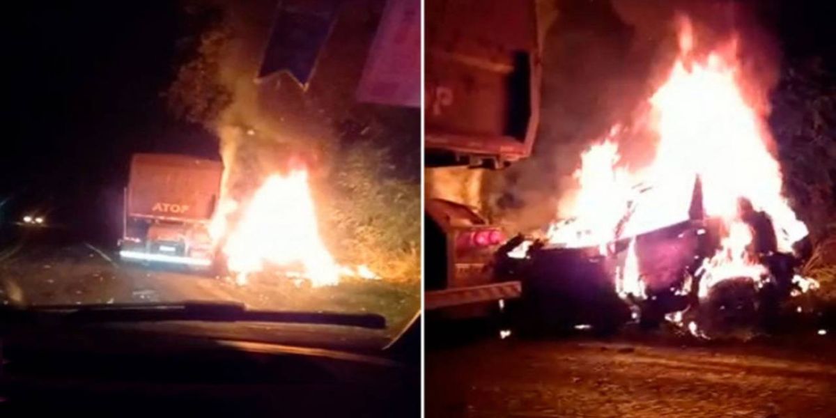 Pessoa morre carbonizada em acidente na BR-277 em Céu Azul