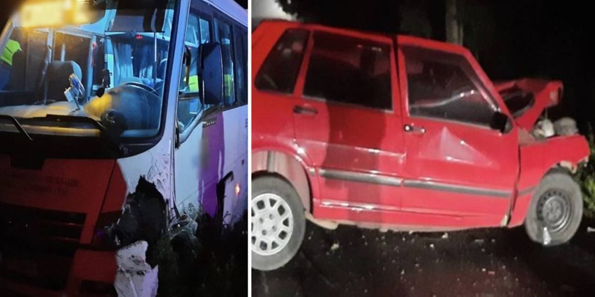 Micro-ônibus com pacientes se envolve em acidente na BR-476; Uma pessoa morreu