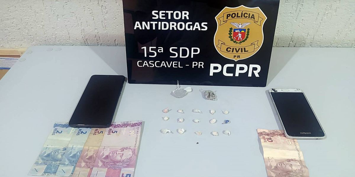 Polícia Civil prende dois jovens por tráfico de drogas no centro de Cascavel