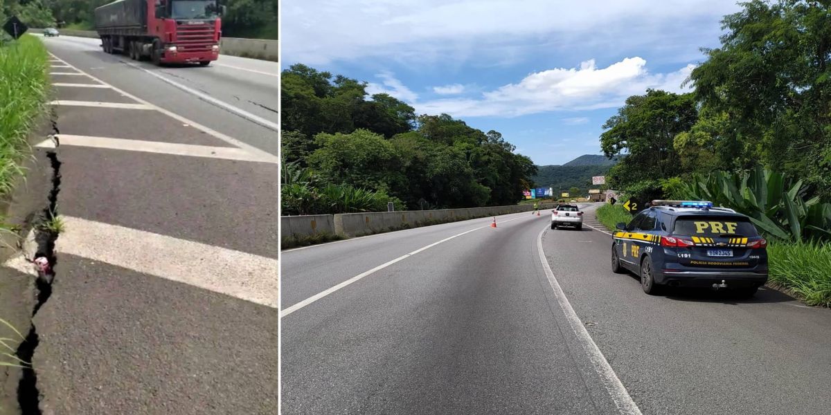 BR-277 é interditada devido a afundamento de asfalto em Morretes