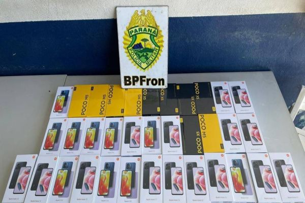 BPFRON apreende 35 aparelhos celulares em ônibus na cidade de Cascavel