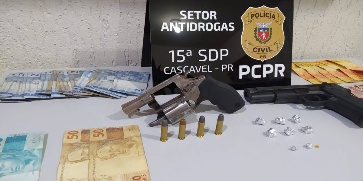 Pai e filho são presos por tráfico de drogas e posse ilegal de arma de fogo em Cascavel