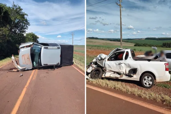 Foto relacionada a notícia: Quatro pessoas ficam feridas em colisão frontal na PR-317, entre Toledo e Ouro Verde do Oeste