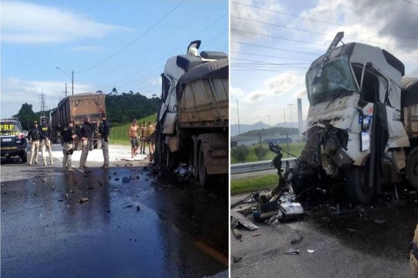 Imagem referente a notícia: Motorista de bitrem é preso após dirigir sob efeito de droga e provocar acidentes na BR-101