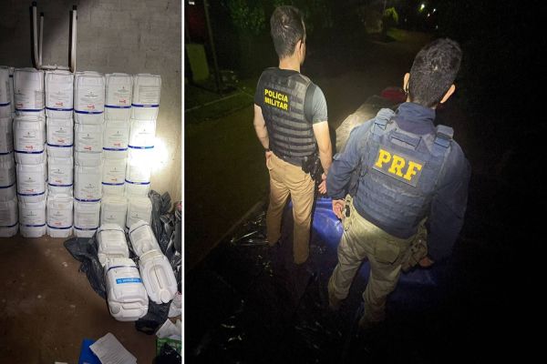 Imagem referente a notícia: Operação da PM e PRF apreende 350 mil maços de cigarros e agrotóxicos ilegais em Corbélia